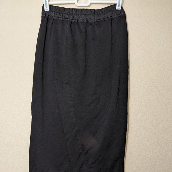 Casual Black Cotton Drawstring Midi Skirt - Picture 2 of 4